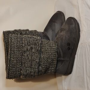 Bearpaw knit Calf Soft Leather Suede boots Size 10 excellent CREATER GOOD WOMEN